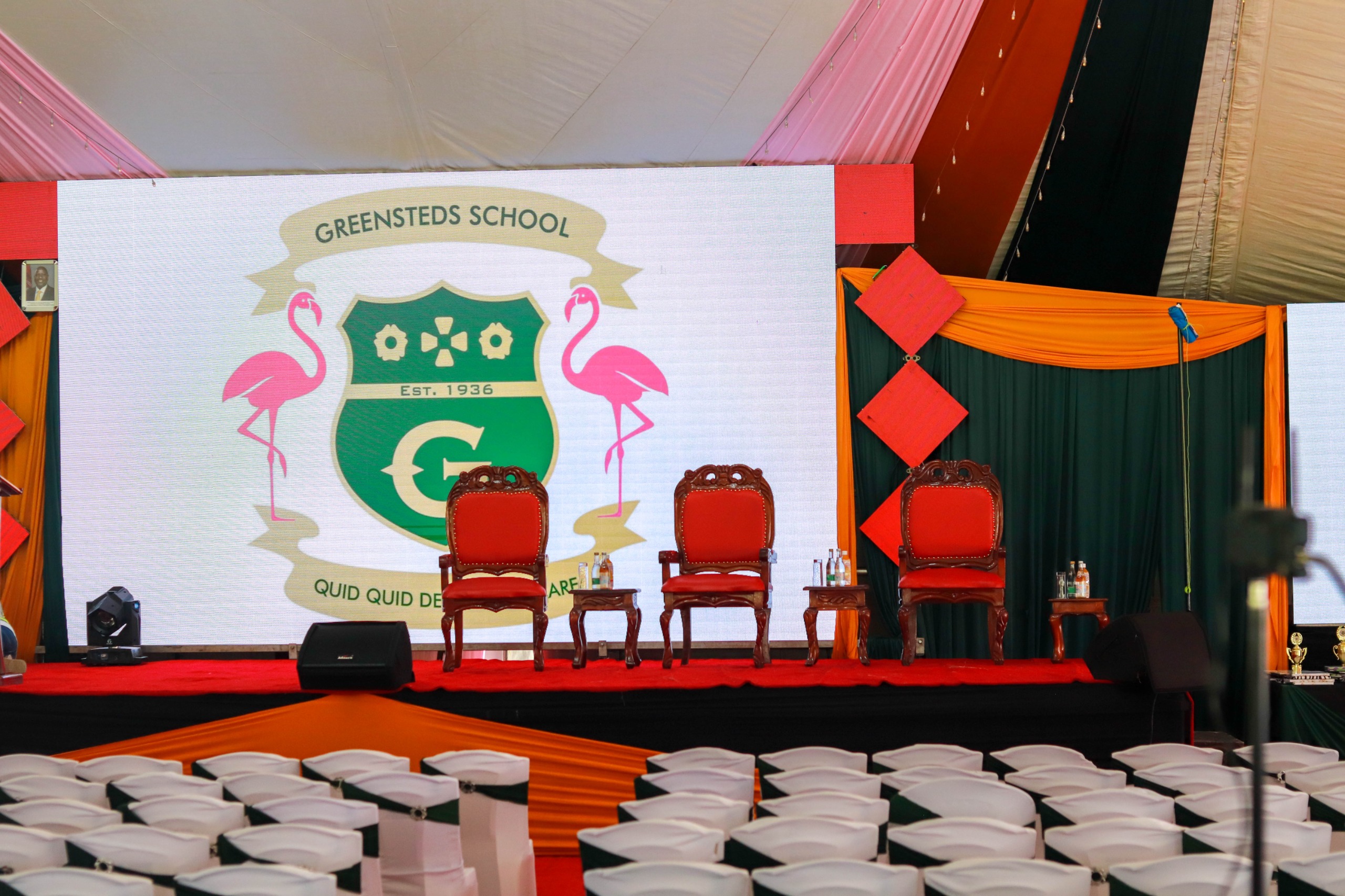 Stage setup in Kenya for a corporate event with LED screens and VIP Seats